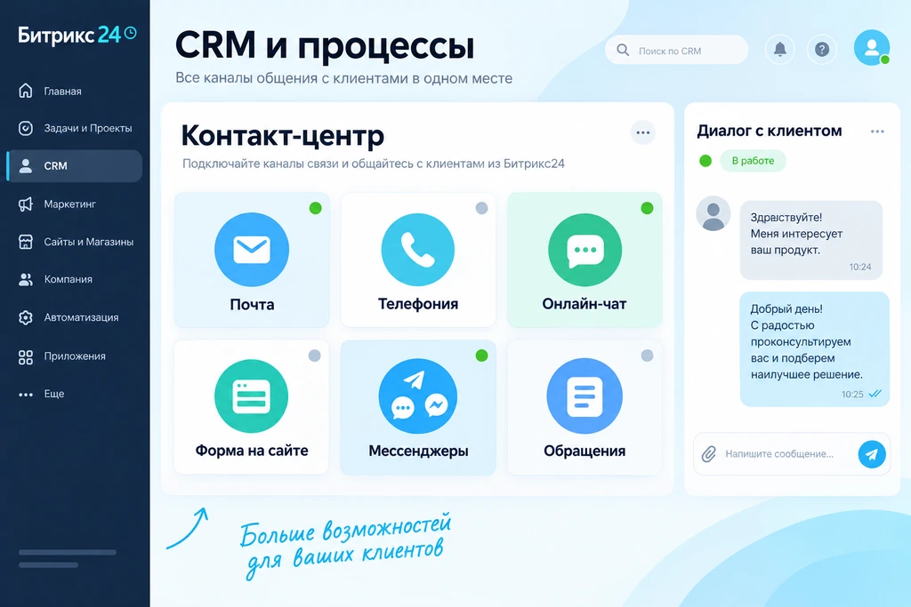 Визуальная концепция проекта Bitrix24: CRM и процессы